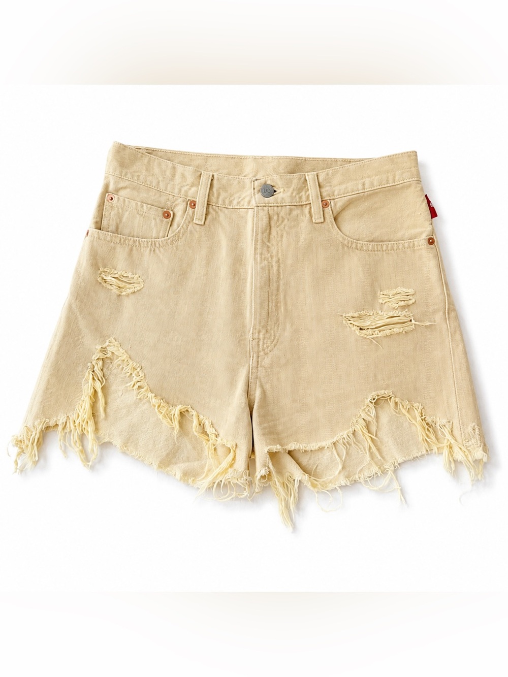 Levi's Denimist yellow beige ombré Distressed Mid Rise Cutoff Denim Shorts Size4